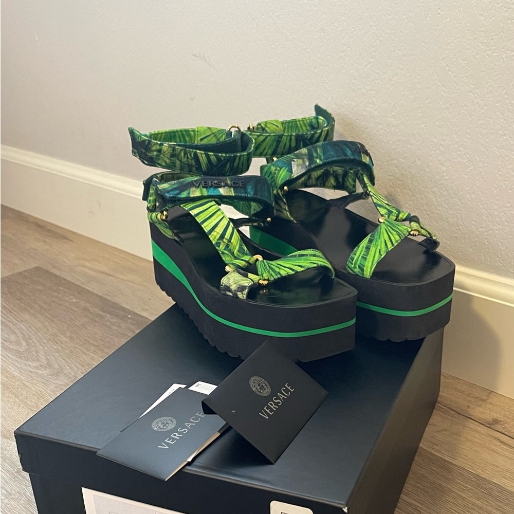 Versace Tropical Green Sandals